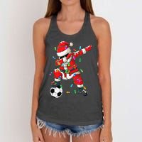 Dabbing Santa Xmas Lights Soccer Christmas Women's Knotted Racerback Tank