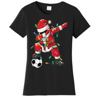 Dabbing Santa Xmas Lights Soccer Christmas Women's T-Shirt