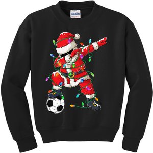 Dabbing Santa Xmas Lights Soccer Christmas Kids Sweatshirt