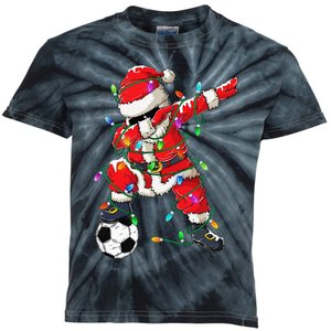 Dabbing Santa Xmas Lights Soccer Christmas Kids Tie-Dye T-Shirt