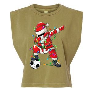 Dabbing Santa Xmas Lights Soccer Christmas Garment-Dyed Women's Muscle Tee