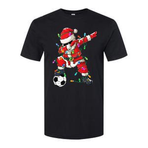 Dabbing Santa Xmas Lights Soccer Christmas Softstyle CVC T-Shirt