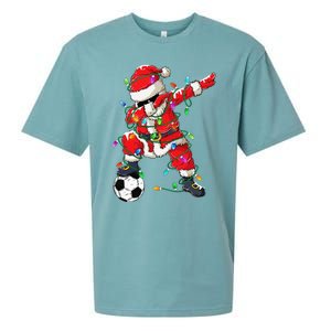 Dabbing Santa Xmas Lights Soccer Christmas Sueded Cloud Jersey T-Shirt