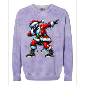 Dabbing Santa Xmas Lights Gifts Christmas Colorblast Crewneck Sweatshirt