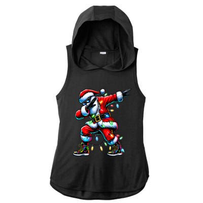 Dabbing Santa Xmas Lights Gifts Christmas Ladies PosiCharge Tri-Blend Wicking Draft Hoodie Tank