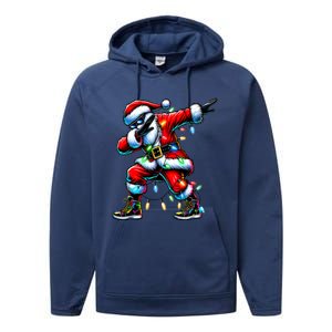 Dabbing Santa Xmas Lights Gifts Christmas Performance Fleece Hoodie