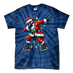 Dabbing Santa Xmas Lights Gifts Christmas Tie-Dye T-Shirt