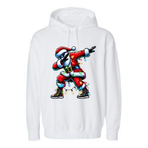 Dabbing Santa Xmas Lights Gifts Christmas Garment-Dyed Fleece Hoodie