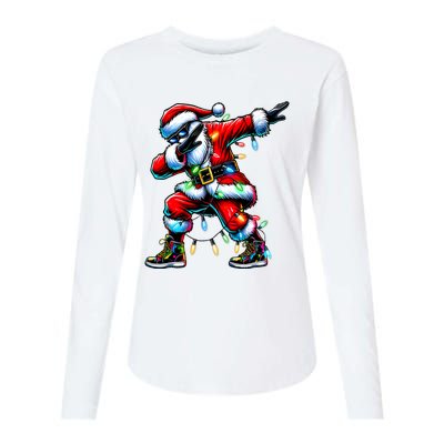 Dabbing Santa Xmas Lights Gifts Christmas Womens Cotton Relaxed Long Sleeve T-Shirt