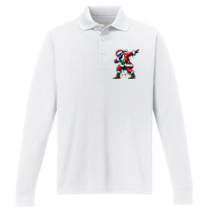 Dabbing Santa Xmas Lights Gifts Christmas Performance Long Sleeve Polo