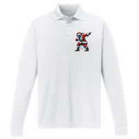 Dabbing Santa Xmas Lights Gifts Christmas Performance Long Sleeve Polo