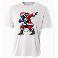 Dabbing Santa Xmas Lights Gifts Christmas Cooling Performance Crew T-Shirt