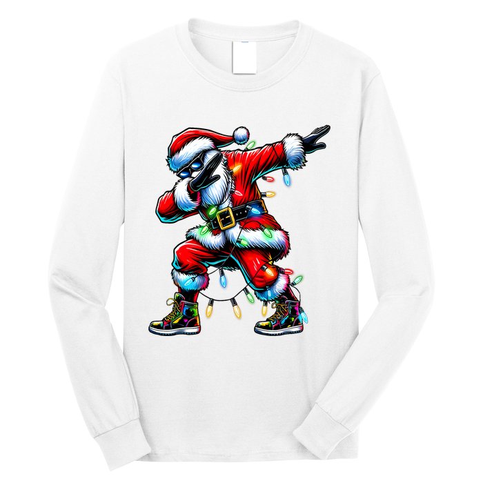 Dabbing Santa Xmas Lights Gifts Christmas Long Sleeve Shirt