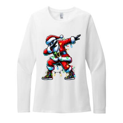 Dabbing Santa Xmas Lights Gifts Christmas Womens CVC Long Sleeve Shirt