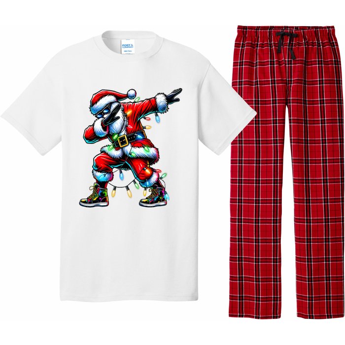 Dabbing Santa Xmas Lights Gifts Christmas Pajama Set