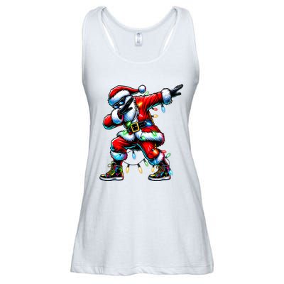 Dabbing Santa Xmas Lights Gifts Christmas Ladies Essential Flowy Tank