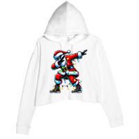 Dabbing Santa Xmas Lights Gifts Christmas Crop Fleece Hoodie