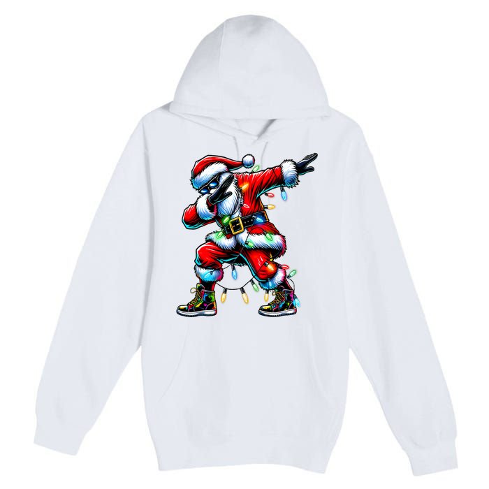 Dabbing Santa Xmas Lights Gifts Christmas Premium Pullover Hoodie