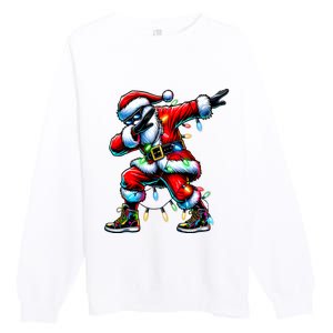 Dabbing Santa Xmas Lights Gifts Christmas Premium Crewneck Sweatshirt