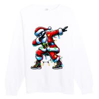 Dabbing Santa Xmas Lights Gifts Christmas Premium Crewneck Sweatshirt