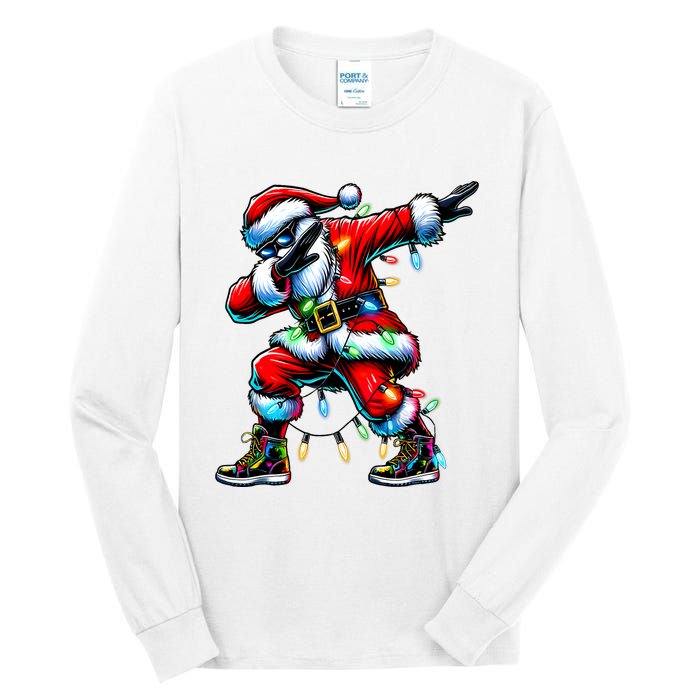 Dabbing Santa Xmas Lights Gifts Christmas Tall Long Sleeve T-Shirt