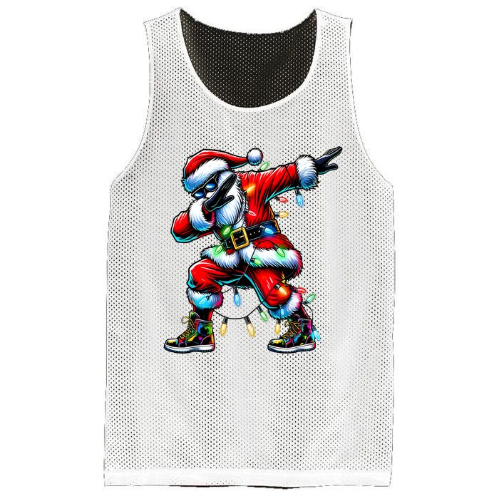 Dabbing Santa Xmas Lights Gifts Christmas Mesh Reversible Basketball Jersey Tank