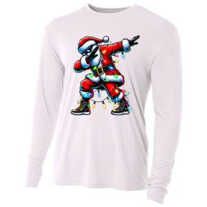 Dabbing Santa Xmas Lights Gifts Christmas Cooling Performance Long Sleeve Crew