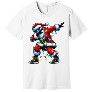 Dabbing Santa Xmas Lights Gifts Christmas Premium T-Shirt