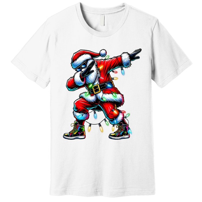 Dabbing Santa Xmas Lights Gifts Christmas Premium T-Shirt