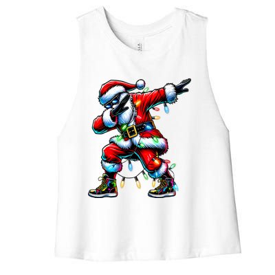 Dabbing Santa Xmas Lights Gifts Christmas Women's Racerback Cropped Tank