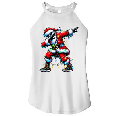 Dabbing Santa Xmas Lights Gifts Christmas Women's Perfect Tri Rocker Tank