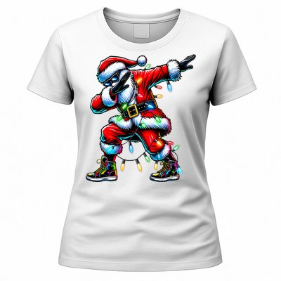 Dabbing Santa Xmas Lights Gifts Christmas Women's T-Shirt