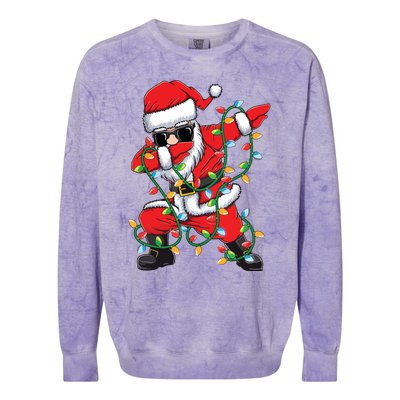 Dabbing Santa Xmas Lights Christmas Colorblast Crewneck Sweatshirt