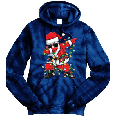 Dabbing Santa Xmas Lights Christmas Tie Dye Hoodie