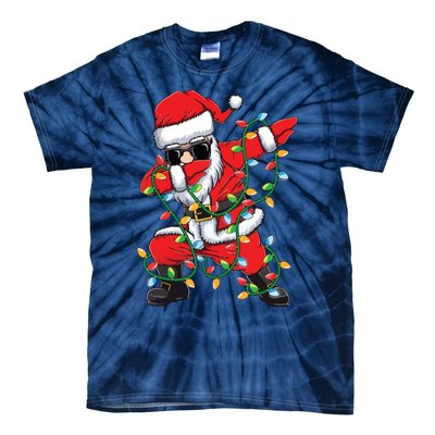 Dabbing Santa Xmas Lights Christmas Tie-Dye T-Shirt