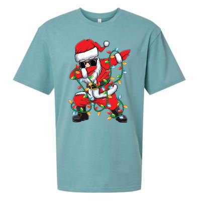 Dabbing Santa Xmas Lights Christmas Sueded Cloud Jersey T-Shirt