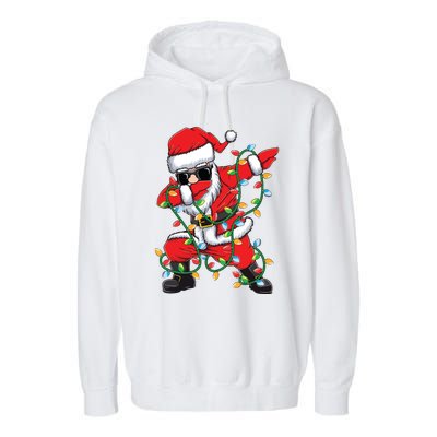 Dabbing Santa Xmas Lights Christmas Garment-Dyed Fleece Hoodie