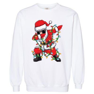 Dabbing Santa Xmas Lights Christmas Garment-Dyed Sweatshirt