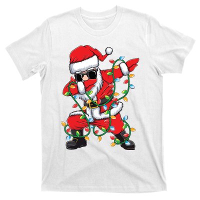 Dabbing Santa Xmas Lights Christmas T-Shirt