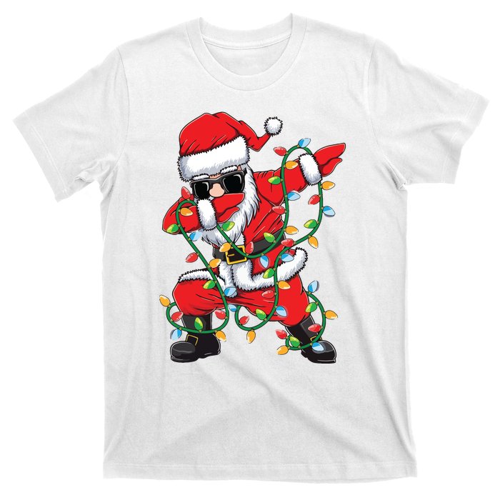 Dabbing Santa Xmas Lights Christmas T-Shirt