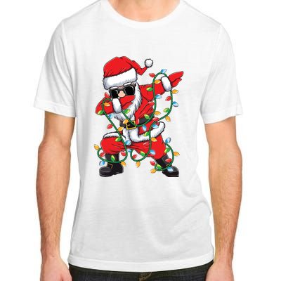 Dabbing Santa Xmas Lights Christmas Adult ChromaSoft Performance T-Shirt