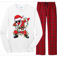 Dabbing Santa Xmas Lights Christmas Long Sleeve Pajama Set