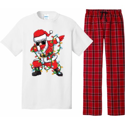 Dabbing Santa Xmas Lights Christmas Pajama Set