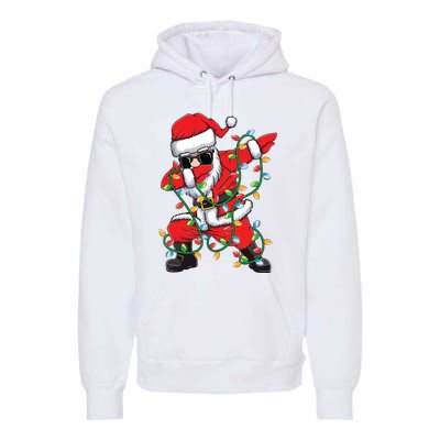 Dabbing Santa Xmas Lights Christmas Premium Hoodie