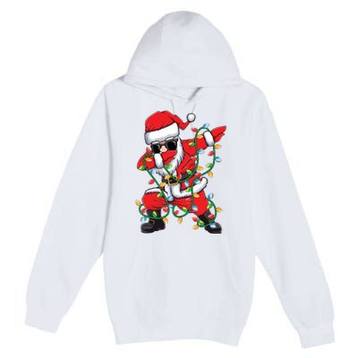 Dabbing Santa Xmas Lights Christmas Premium Pullover Hoodie