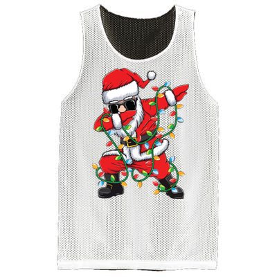 Dabbing Santa Xmas Lights Christmas Mesh Reversible Basketball Jersey Tank