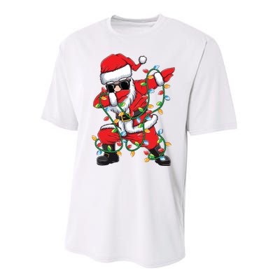 Dabbing Santa Xmas Lights Christmas Performance Sprint T-Shirt