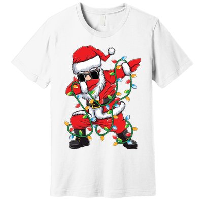 Dabbing Santa Xmas Lights Christmas Premium T-Shirt