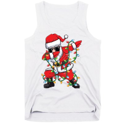 Dabbing Santa Xmas Lights Christmas Tank Top