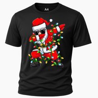 Dabbing Santa Xmas Lights Gifts Christmas Cooling Performance Crew T-Shirt